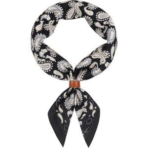 ⚡Men Black Sperry Necktie 27.5 Inches Cowboy Scarves Pocket Square Silk Bandanas